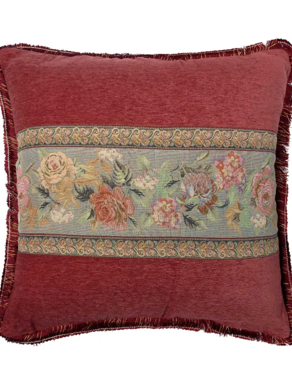 Προϊόν Μαξιλαροθήκη με κρόσσι 572 (65cm x 65cm) μπορντώ Εικόνα