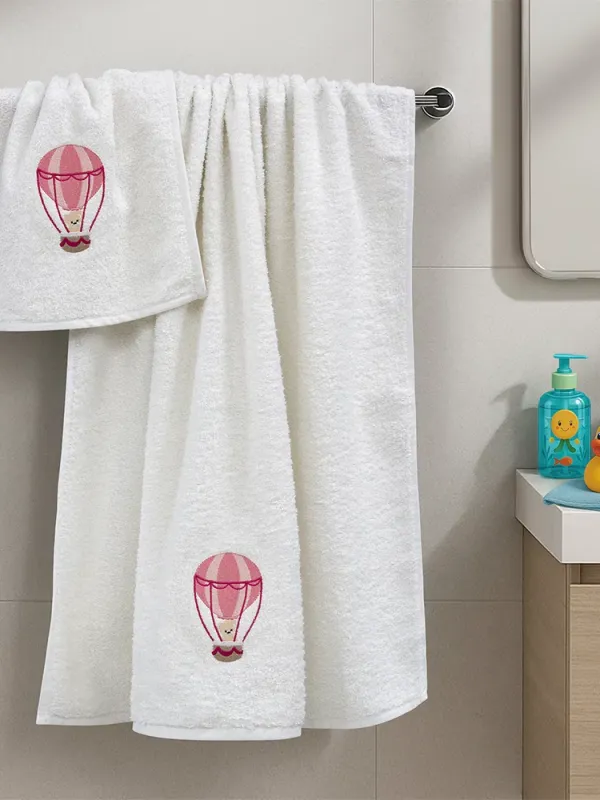 Προϊόν LINO Σετ Πετσέτες Παιδικές 2 τμχ (50x90, 70x140) Paloncino Λευκό/Ροζ Εικόνα