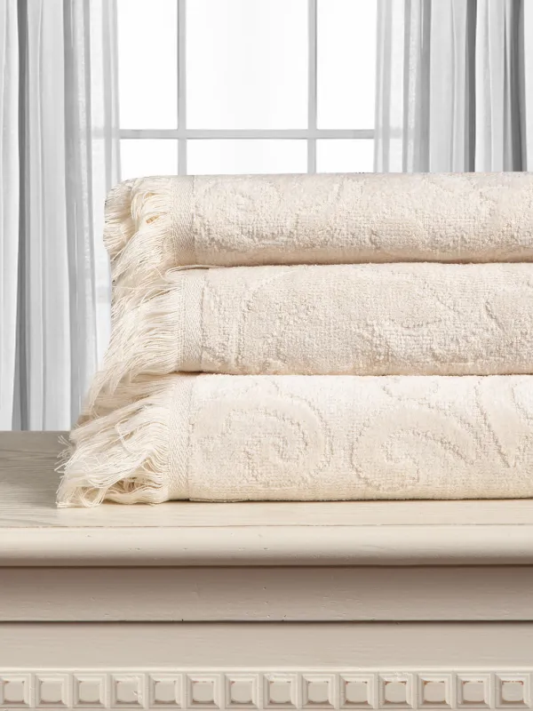Προϊόν Βαμβακερή ζακάρ πετσέτα ALICIA 520gsm (80cm x 150cm) cream Εικόνα