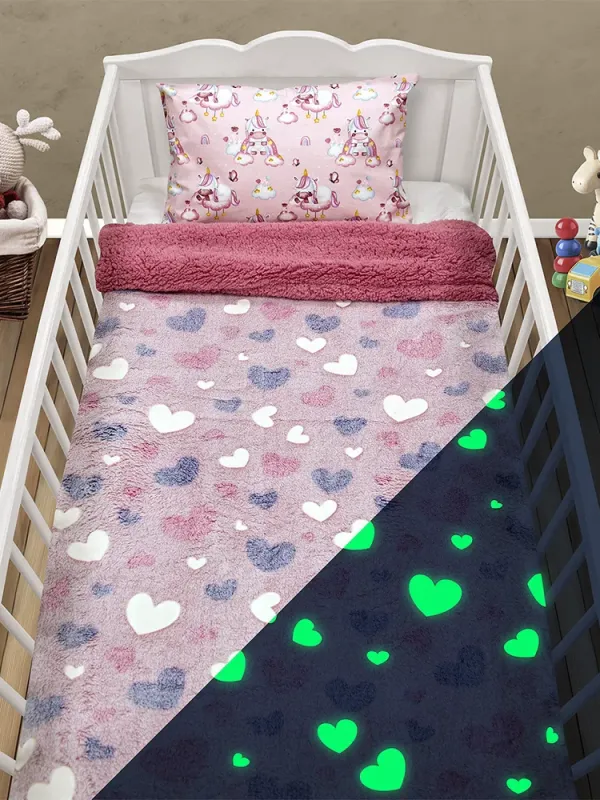 Προϊόν LINO ΚΟΥΒΕΡΤΑ FLEECE SHERPA ΦΩΣΦΟΡΙΖΕ HERZ PINK 110X150 Εικόνα