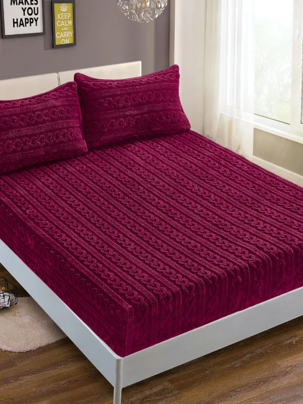 Προϊόν Σεντόνι fleece braid (160cm x 200cm ) μπορντώ Εικόνα