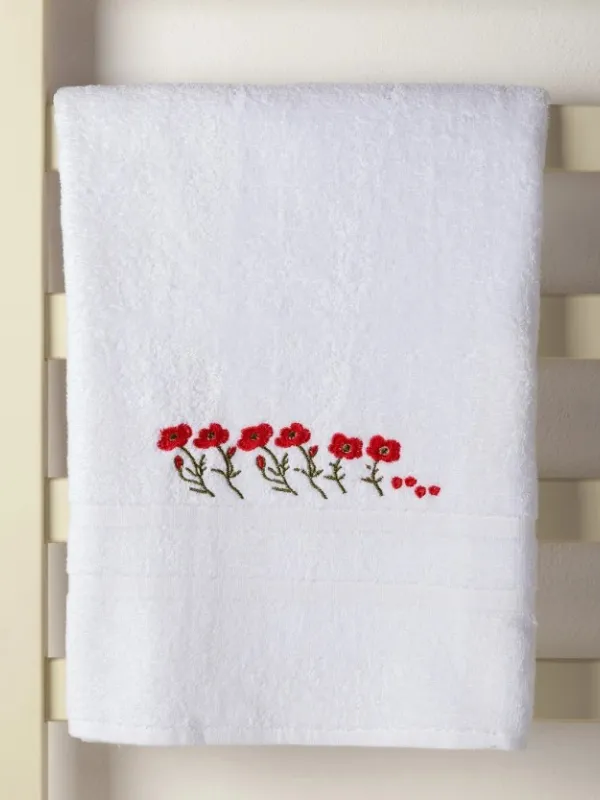 Προϊόν Πετσέτα Σώματος ( 100cm x 150cm ) Λευκό με Κόκκινο Λουλούδι Εικόνα