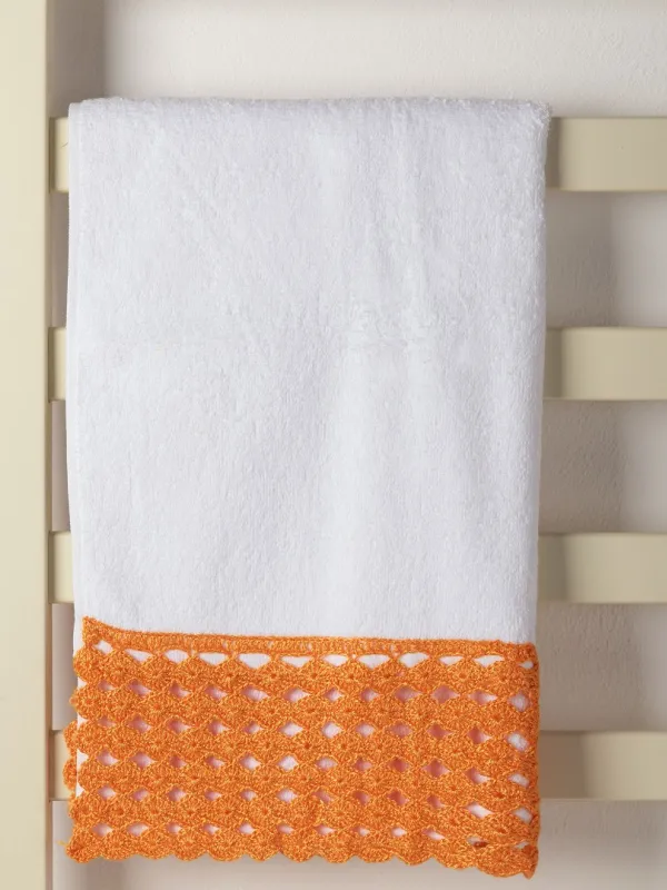 Προϊόν Πετσέτα Προσώπου (50cm x 100cm) με δαντέλα λευκό/πορτοκαλί Εικόνα