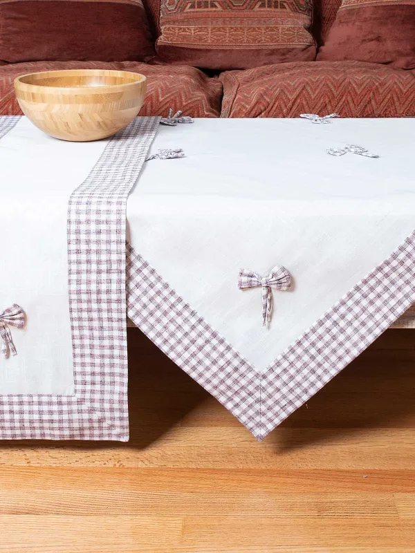 Προϊόν τραβέρσα (45cm x 170cm) bow ivory/μωβ Εικόνα