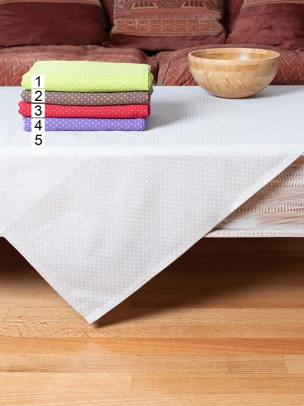 Προϊόν τραπεζομάντηλα (160cm x 220cm) πουά καφέ Εικόνα