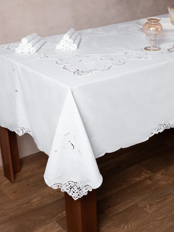 Προϊόν Χειροποίητο τραπεζομάντηλο 800a (160cm x 300cm) λευκό Εικόνα