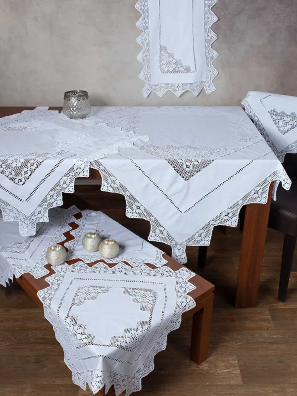 Προϊόν Χειροποίητο τραπεζομάντηλο 2540 (140cm x 180cm) λευκό Εικόνα