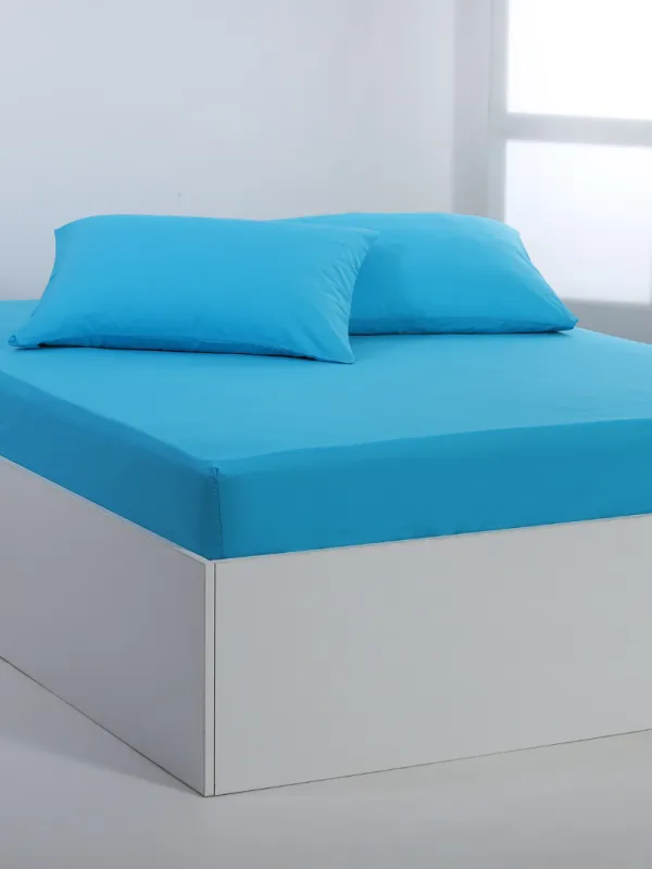 Προϊόν Βαμβακερό σεντόνι essentials (105cm x 200cm + 35cm) river blue Εικόνα