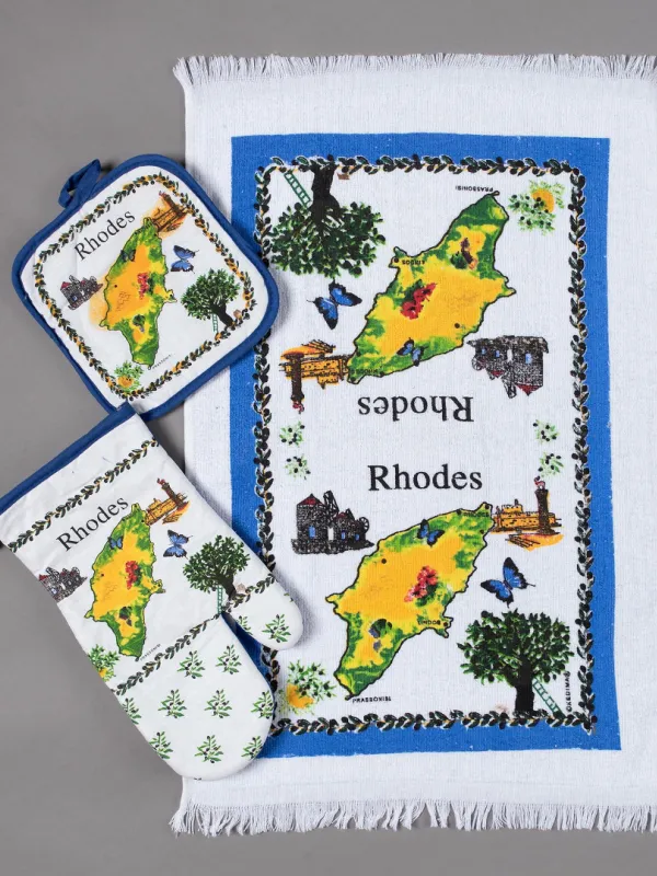 Προϊόν Σετ 3 τεμαχίων γάντι πιάστρα ποτηρόπανο RHODES Εικόνα