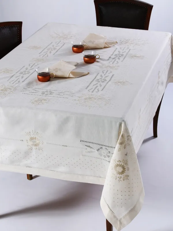 Προϊόν Χειροποίητο τραπεζομάντηλο JX57B (170cm x 270cm) μπέζ Εικόνα