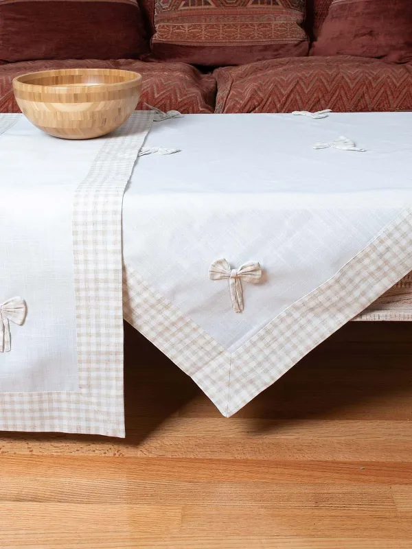 Προϊόν τραπεζομάντηλα (140cm x 180cm) bow ivory/καφέ Εικόνα