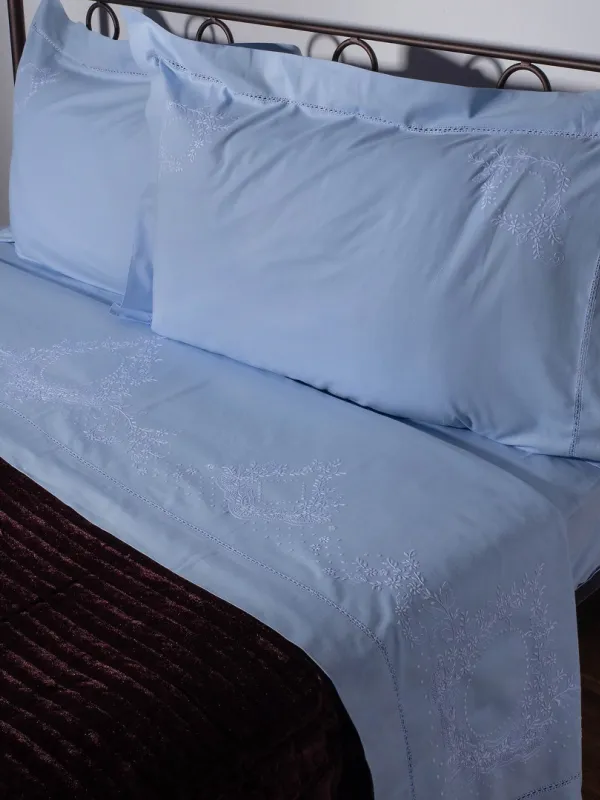 Προϊόν ΧΕΙΡΟΠΟΙΗΤΟ ΣΕΝΤΟΝΙ 624 ΤΕΣΣΑΡΩΝ ΤΕΜΑΧΙΩΝ (225CM X 270CM) σιέλ Εικόνα