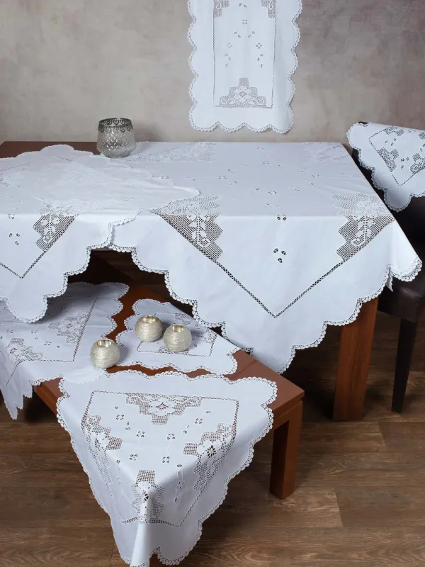 Προϊόν Πλεκτό με ύφασμα σετ 7 τεμαχίων 2253 (140cm x 140cm/90cm x 90cm/50cm x 150cm/60cm x 60cm x 2/40cm x 40cm x 2) λευκό Εικόνα