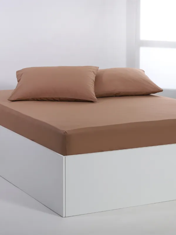 Προϊόν Βαμβακερό σεντόνι essentials (105cm x 200cm + 35cm) praline Εικόνα