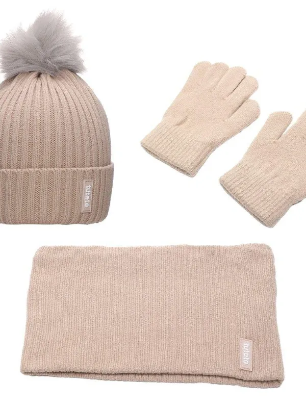 Προϊόν Σετ Σκουφάκι-Γάντι-Κασκόλ Μπεζ - Tutete Εικόνα