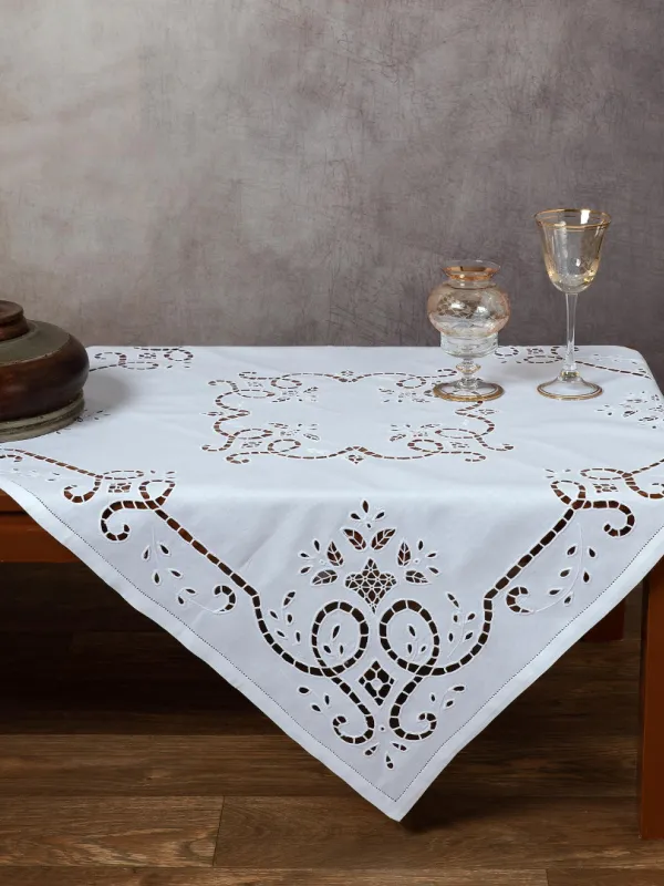 Προϊόν Χειροποίητο κοφτό τραπεζοκαρέ 09 (140cm x 140cm) λευκό Εικόνα