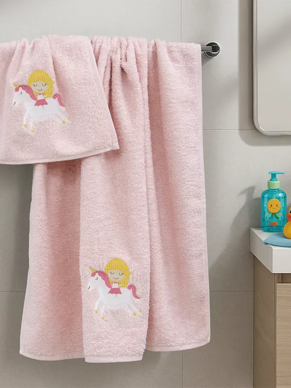 Προϊόν LINO Σετ Πετσέτες Παιδικές 2 τμχ (50x90,70x140) Corno Ροζ Εικόνα
