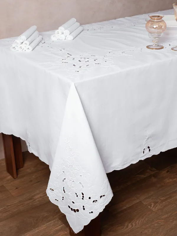 Προϊόν Χειροποίητο κοφτό τραπεζομάντηλο 950 (180cm x 260cm) λευκό Εικόνα
