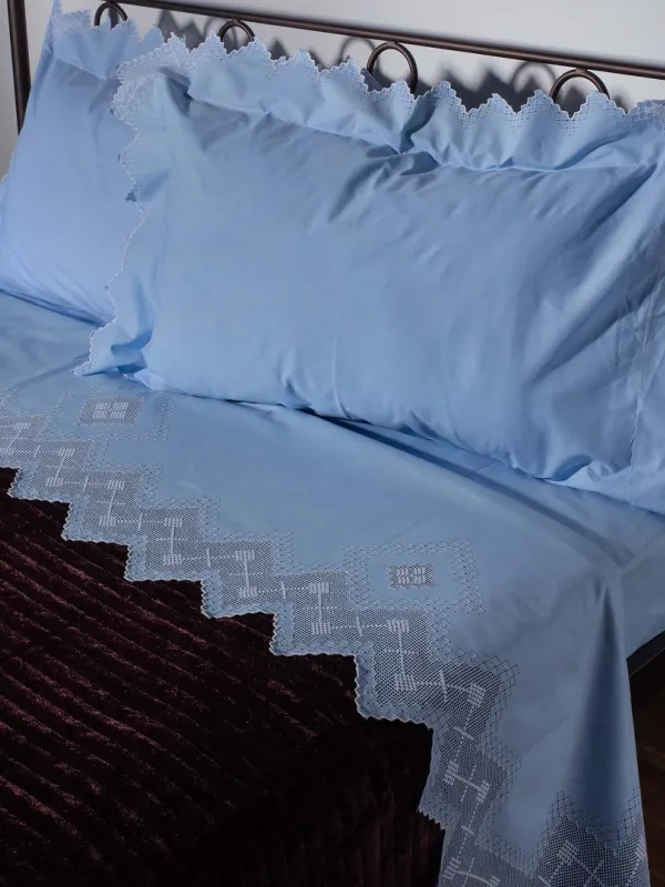 Προϊόν ΧΕΙΡΟΠΟΙΗΤΟ ΣΕΝΤΟΝΙ 712 ΦΙΛΤΙΡΕ ΤΕΣΣΑΡΩΝ ΤΕΜΑΧΙΩΝ (225CM X 270CM) ΣΙΕΛ Εικόνα