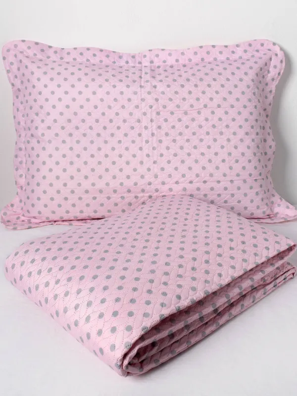 Προϊόν ΚΟΥΒΕΡΛΙ σετ( 220cm x 240cm + 2 x 50cm x 70cm dot pink Εικόνα