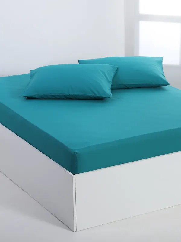 Προϊόν Βαμβακερό σεντόνι essentials (165cm x 267cm) teal blue Εικόνα