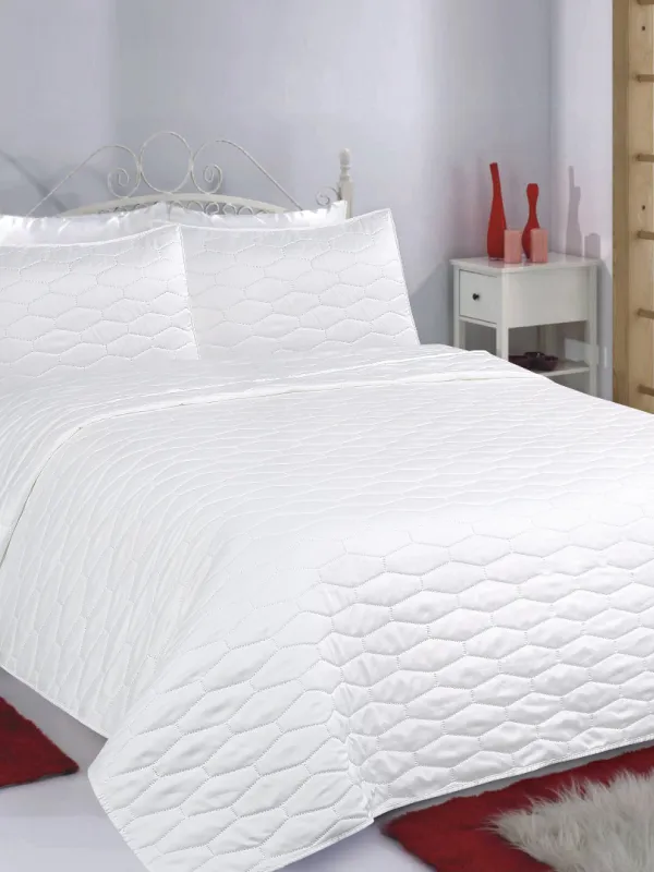 Προϊόν ΚΟΥΒΕΡΛΙ σετ (240cm x 260cm + 2 x 50cm x 70cm) RUBY  MICROSATIN ivory Εικόνα