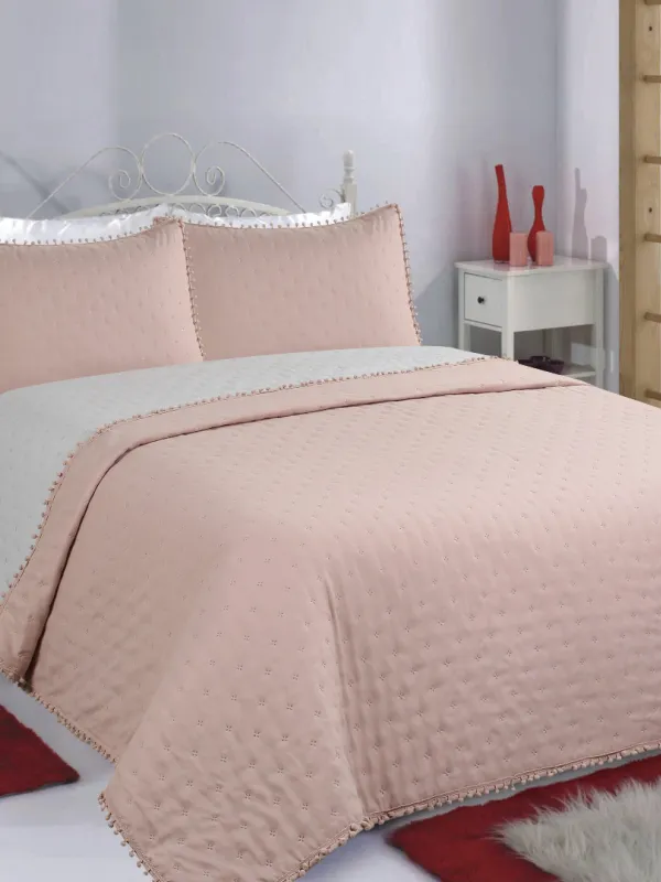 Προϊόν ΚΟΥΒΕΡΛΙ σετ (170cm x 240cm +50cm x 70cm) PON-PON pink/grey Εικόνα