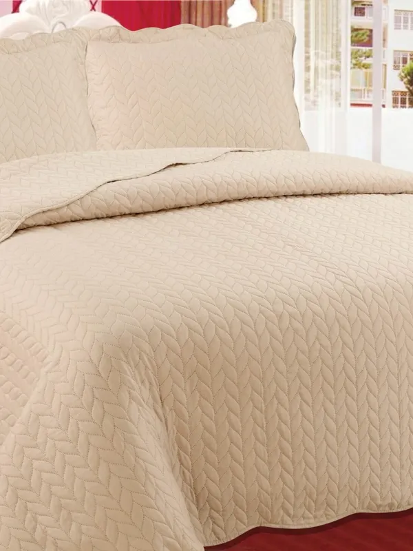 Προϊόν ΚΟΥΒΕΡΛΙ σετ (220cm x 240cm + 2 x 50cm x 70cm) φύλλο light brown Εικόνα