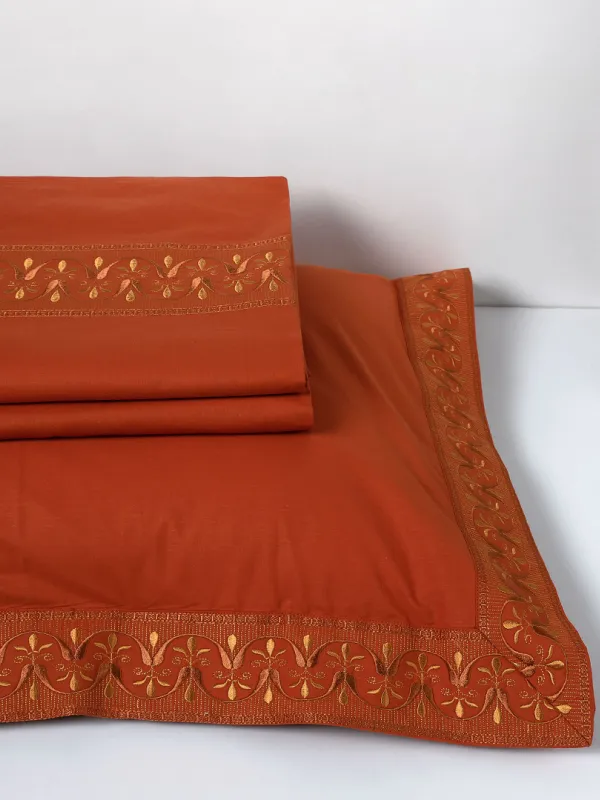 Προϊόν σεντόνια βαμβακερά ( 230cm x 250cm 2x 50cm x 70cm) M126 κεραμιδί Εικόνα