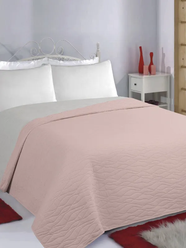 Προϊόν ΚΟΥΒΕΡΛΙ σετ (170cm x 220cm) WAVES pink/grey Εικόνα