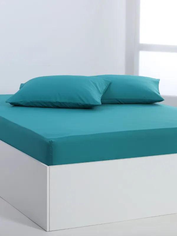 Προϊόν Βαμβακερό σεντόνι essentials (245cm x 267cm) teal blue Εικόνα