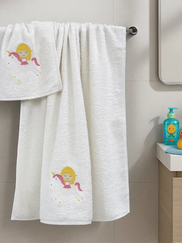 Προϊόν LINO Σετ Πετσέτες Παιδικές 2 τμχ (50x90,70x140) Corno Λευκό Εικόνα