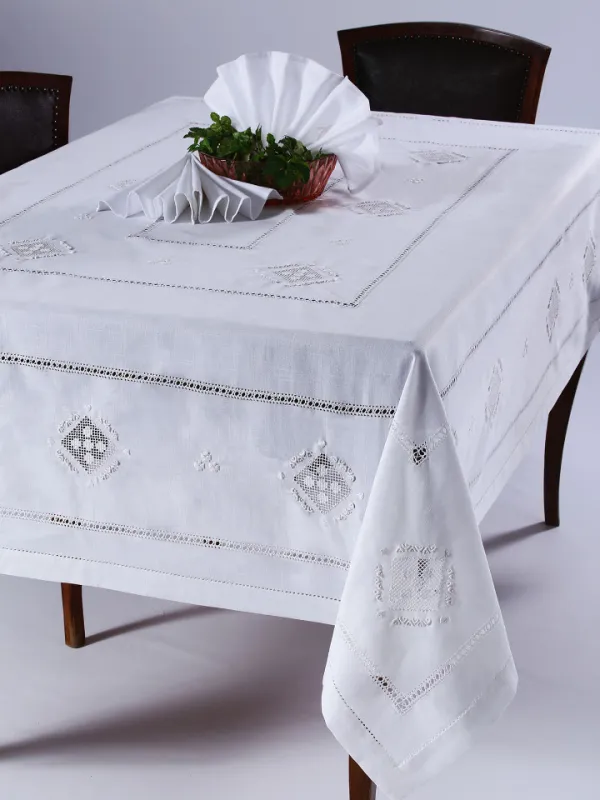 Προϊόν Χειροποίητο τραπεζομάντηλο 8702 (170cm x 270cm) λευκό Εικόνα
