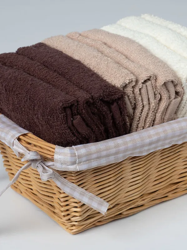 Προϊόν Σετ λαβέτες σε καλάθι 9 τεμάχια (30cm x 30cm) καφέ Εικόνα