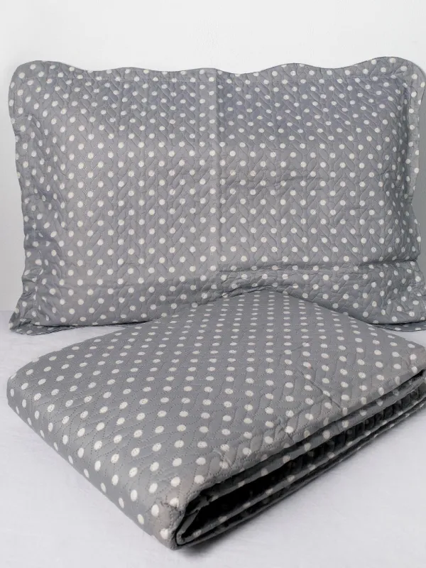 Προϊόν ΚΟΥΒΕΡΛΙ σετ (220cm x 240cm + 2 x 50cm x 70cm) dot grey Εικόνα