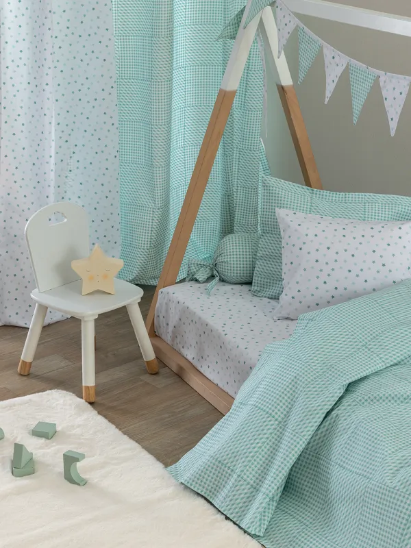 Προϊόν Σεντόνι Μονό 110x200+35 BB100 AQUA Με Λάστιχο Εικόνα