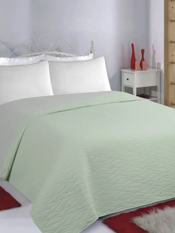 Προϊόν ΚΟΥΒΕΡΛΙ σετ (220cm x 240cm) WAVES mint/grey Εικόνα