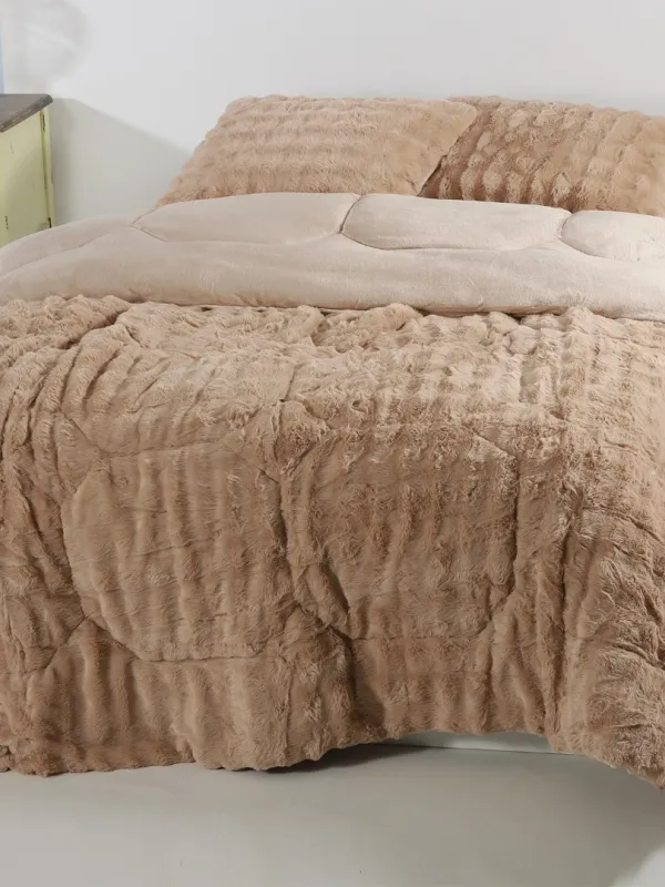 Προϊόν Κουβερτοπάπλωμα burble (170cm x 240cm + 50cm x 70cm) ανοιχτό καφέ  Εικόνα