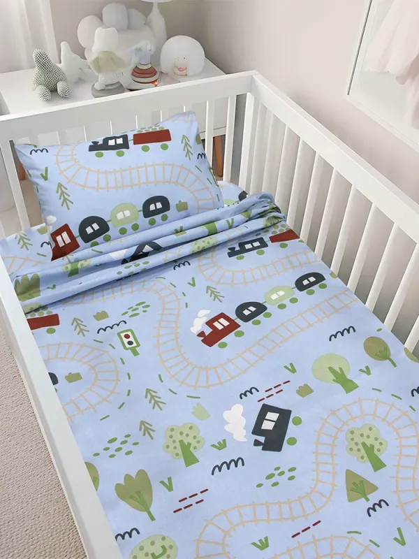 Προϊόν LINO BEBE ΣΕΤ ΣΕΝΤΟΝΙΑ FOREST EXPRESS PETROL 120X180 Εικόνα