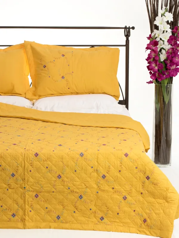 Προϊόν ΚΟΥΒΕΡΛΙ σετ (160cm x 220cm + 1 x 50cm x 70cm) 024 κίτρινο Εικόνα