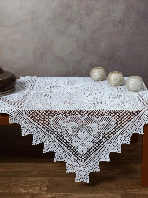 Προϊόν Χειροποίητο μερσεριζέ πλεκτό καρέ 103 (90cm x 90cm) λευκό Εικόνα