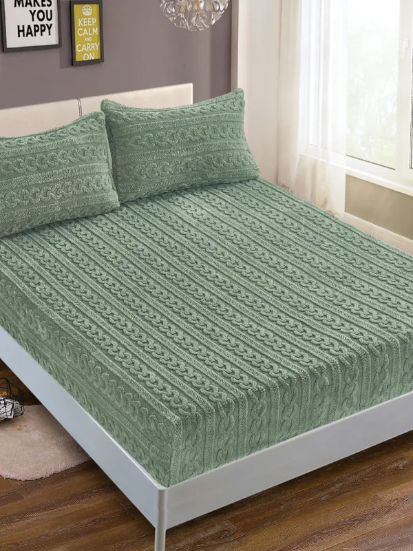 Προϊόν Σεντόνι fleece braid (160cm x 200cm ) πράσινο Εικόνα