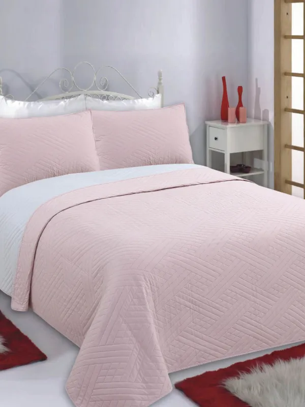 Προϊόν ΚΟΥΒΕΡΛΙ σετ (220cm x 240cm + 2 x 50cm x 70cm) DIAMOND pink/grey Εικόνα