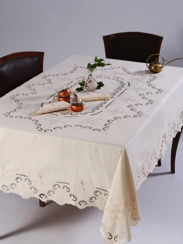 Προϊόν Χειροποίητο τραπεζομάντηλο 1285 (170cm x 170cm) μπέζ Εικόνα