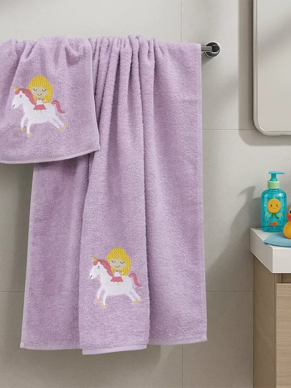 Προϊόν LINO Σετ Πετσέτες Παιδικές 2τμχ (50x90,90x140) Corno Λιλά Εικόνα