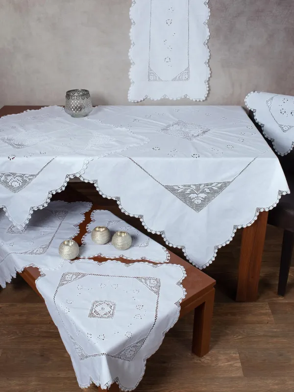 Προϊόν Πλεκτό με ύφασμα σετ 7 τεμαχίων 1264 (140cm x 140cm/90cm x 90cm/50cm x 150cm/60cm x 60cm x 2/40cm x 40cm x 2) λευκό Εικόνα