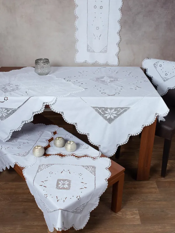 Προϊόν Πλεκτό με ύφασμα σετ 7 τεμαχίων 1266 (140cm x 140cm/90cm x 90cm/50cm x 150cm/60cm x 60cm x 2/40cm x 40cm x 2) λευκό Εικόνα