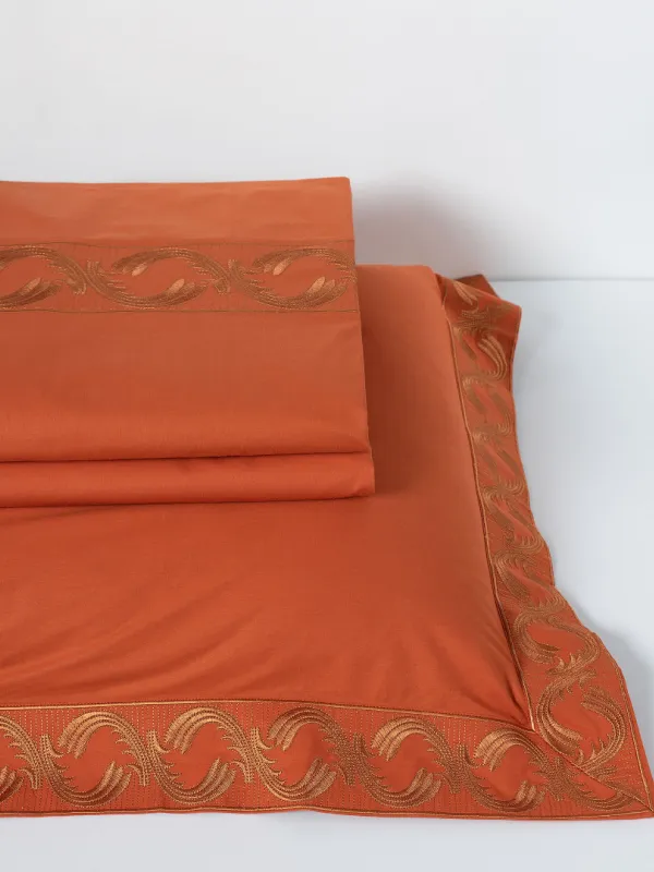 Προϊόν σεντόνια βαμβακερά ( 230cm x 250cm 2x 50cm x 70cm) M110 κεραμιδί Εικόνα