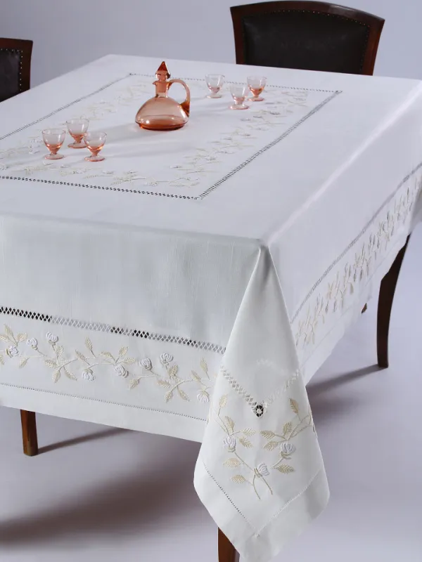 Προϊόν Χειροποίητο τραπεζομάντηλο 8302 (170cm x 170cm) λευκό Εικόνα