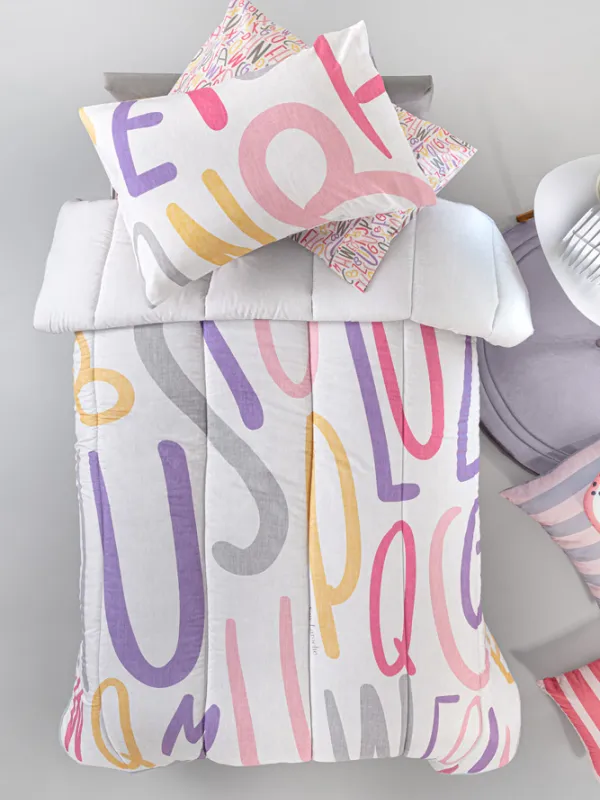 Προϊόν Παιδικό Πάπλωμα Letters Pink Suede  Εικόνα